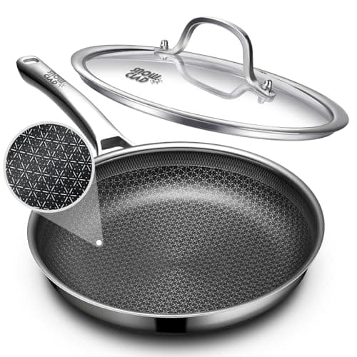 OATOFP Non Stick Frying Pans 12 inch, Hybrid Improved Version Frying Pans Nonstick with Lid,non stick Stainless Steel Skillets, Dishwasher and Oven-Safe Chef Pan, PFOA Free Cookware - Image 1