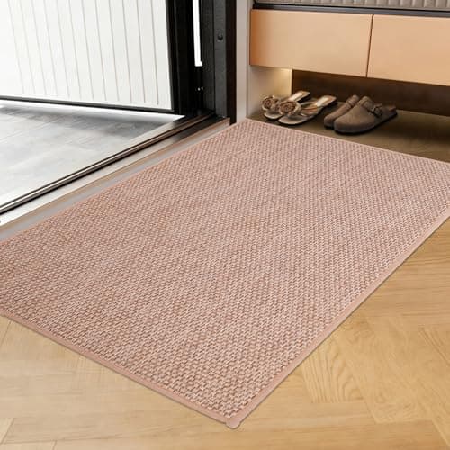 Indoor Door Mat 20"x32" - No Creases Entryway Mat, Low-Profile Dirt Trapper Front Door Mat for Inside Entrance, Non Slip Rubber Backing Inside Doormat for Entryway, Easy Clean Washable (Khaki) - Image 1
