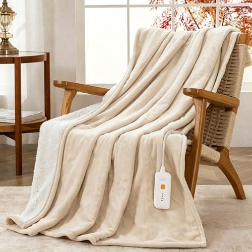 GOTCOZY Heated Electric Throw Blanket 50''X60'', Beige - Image 1