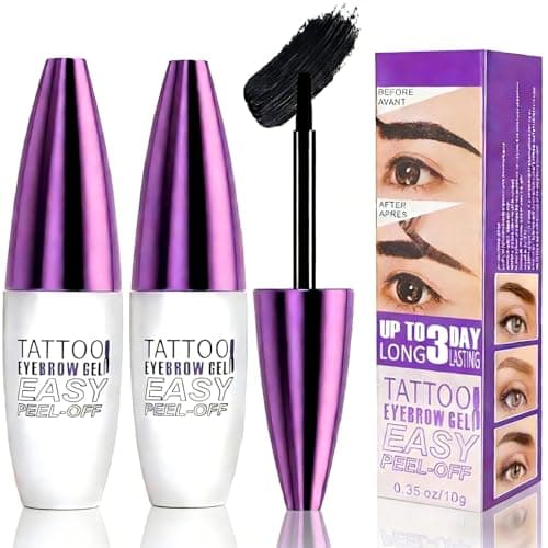 2Pcs Black Tattoo Eyebrow Gel Easy Peel Off - Waterproof & Sweatproof Tattoo Effect, Transfer-Resistant Multi-Day Wear, All Skin Types Mother’s Day Eyebrow Tint Gift Set