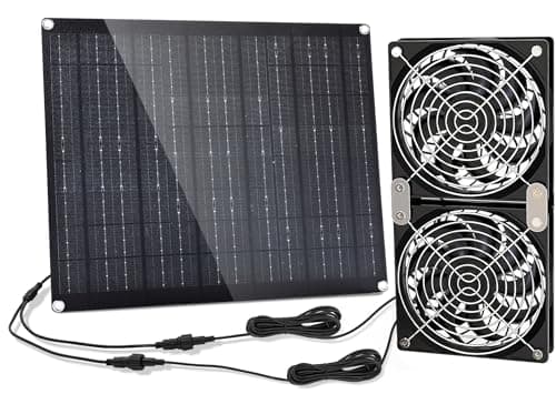 5.5" Solar Fan, Solar Panel Fan, 30W Solar Powered Fan with Dual IPX7 Waterproof Fans for Outside Chicken Coops, Greenhouses, Sheds, Intake or Exhaust Air Fan, Solar Ventilation Fan, Solar Exhaust Fan - Image 1