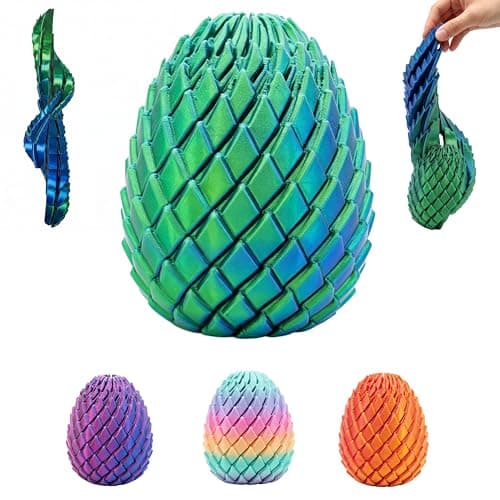 JimSeiSei 3D Printed Fidget Toy, Twisty Dragon Eggs, Spiral Slippery Egg Fidget Toy, Stress Relief Sensory Desk Toy for Adults and ADHD, Rotating Focus Anxiety Relief Pocket Toy (Bluegreen) - Image 1