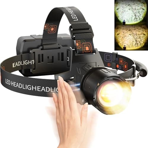 SKYFIRE Rechargeable Headlamp 3000 Lumens Motion Sensor, LED Super Bright Head lamp with 7500mAh Battery, Zoomable 13 Modes 90° Adjustable Waterproof Head Light for Running Cycling Camping Hiking - Image 1