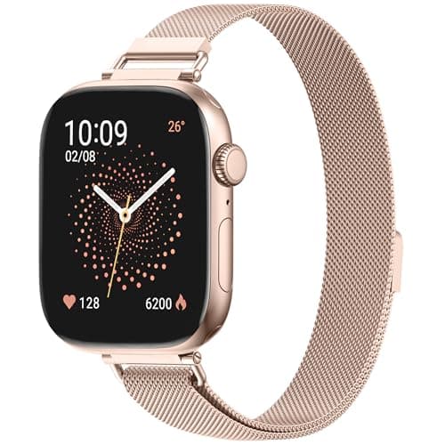 WADELIZ Ultra-Slim Milanese Loop Compatible with Apple Watch Band for Women 42mm 41mm 40mm 38mm 46mm 45mm 44mm, 14MM Width Metal Mesh Strap with Strong Magnetic Lock, Lightweight Breathable Replacement Band for iWatch Series SE 11 10 9 8 7 6 5 4 3 2 1 - Image 1