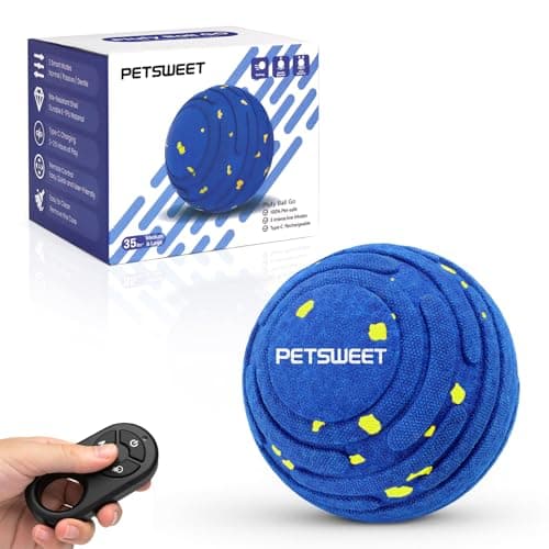PETSWEET Smart Interactive Dog Toy with Remote Control, E-TPU Toy Ball for Aggressive Chewers, Automatic Moving, IPX6 Waterproof, Rechargeable Rolling Ball for Small/Medium/Large Dogs, BLU&YLW - Image 1