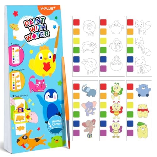 YPLUS Pocket Paint with Water Book for Toddler, Art Activities Craft Toys Watercolor Painting Paper for Kids,Gift for Kids Ages 1-3, 2-4, 4-6,Drawing with Brush-Animals - Image 1