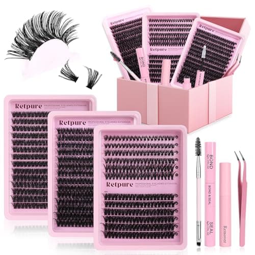 Lash Clusters Kit 800pcs 60D+80D+100D D Curl 10-20mm Eyelash Clusters, Volume Fluffy False Eyelashes DIY Lash Extension Kit Includes Lash Glue & Lash Tweezers, Cluster Eyelash Extensions for Beginners - Image 1