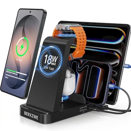 Wireless Charger for Samsung: 5 in 1 Samsung Wireless Charging Station for Galaxy S26 Ultra/S25/S24, Charger Stand for Galaxy Watch8/7/6/5/4, Charging Dock Stand for Android Multiple Devices, Black - Image 1