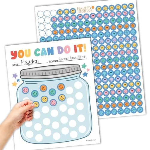 Hadley Designs Sticker Chart for Kids Behavior at Home – Reward System for Toddlers, Star Incentive Tracker for Toddlers, Chart for Kids Behavior, Classroom Jar Incentive Charts - Image 1