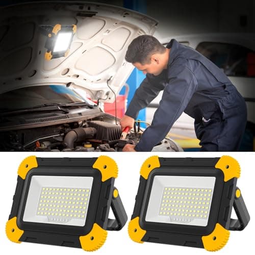 T-SUN Rechargeable Work Light, Portable Cordless 5 Modes 180° Rotate LED Work Light with USB & Type C Charging Port, for Workshop,Emergency and Job Site Garage Camping Car Repair, Gifts for Men-2 Pack - Image 1