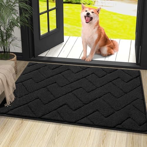 OLANLY Indoor Door Mat, 36x24, Dirt Resistant and Absorbent, Sturdy Non-Slip Rubber Backing, Easy to Clean, Washable Low-Profile Doormat for Entryway, Ink Black - Image 1