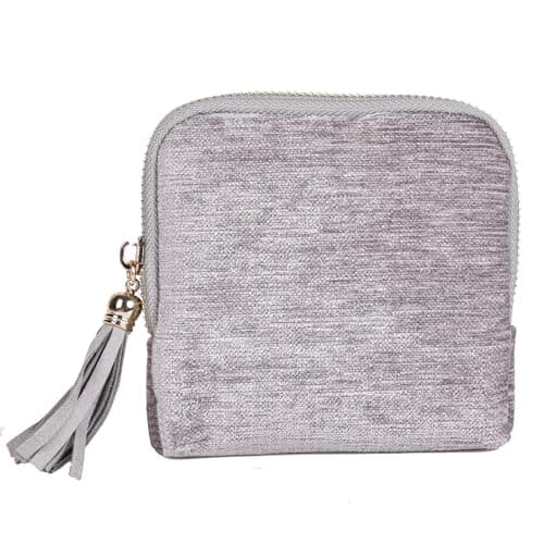 ASINGYER Travel Jewelry Storage Bag for Women, Velvet Portable Jewelry Organizer with Tassel Zipper, Small Pouches for Bracelets Necklaces Rings Earrings, Wedding Gift for Women (silver) - Image 1