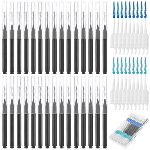 lanjue 255 Pieces Braces Flossers for Braces, Interdental Brush Soft Dental Floss Picks Braces Cleaning Kit Toothpick Dental Brush Braces Teeth Flossers Brushes for Tooth Cleaner(Black)