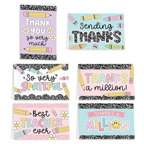 Hadley Designs 24 Teacher Thank You Cards with Envelopes - 6 x 4 Teacher Appreciation Cards Bulk, End of School Year, Graduation 2026, Teachers Appreciation Week, Thank You Teachers Card from Student - Image 1