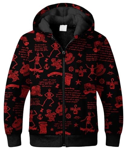 JACKETOWN Boys Zip Up Hoodies Kids Fleece Jacket Long Sleeve Sherpa Lined Sweatshirt Warm Winter Coats Outwear 6-15 Years Red Black 10-11 Years Old - Image 1