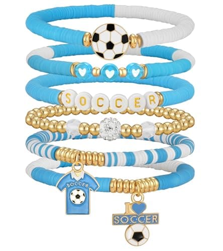doubgood 2026 World Soccer Cup Soccer Bracelets for Women Men, Stackable Soccer Jewelry Game Day Fan Accessories for Argentina Soccer Fans - Image 1