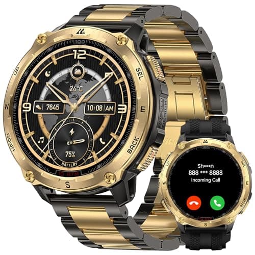 KOSPET Tank T4 Special Edition Smart Watch for Men, 1.43" AMOLED Rugged Watch with GPS Offline Maps, 10ATM Waterproof Freediving, 50-Day Battery, Bluetooth Calls, Heart Rate for Android iOS (2 Bands)