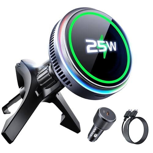 Qi2.2 25W Wireless Car Charger Magnetic Phone Holder Mount for Magsafe with Cooler for Air Vent, Wireless Fast Charger 25W for iPhone 16-17 Series with iOS 26,15W for iPhone 12-15 (Grey) - Image 1