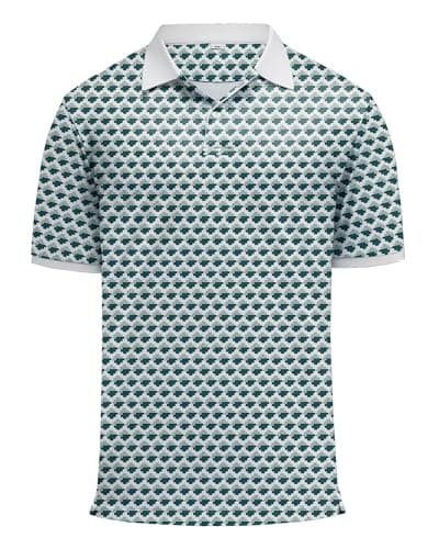 KUYIGO Men’s Golf Polo Shirt Quick Dry Breathable Moisture Wicking UPF 40+ Printed Short Sleeve Performance Shirt,L Diamond Blue - Image 1
