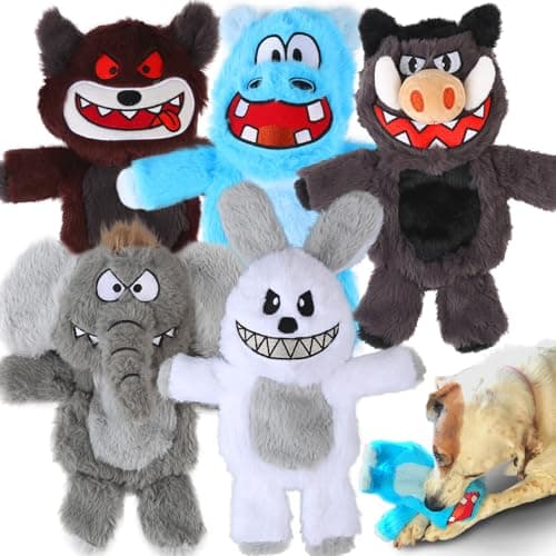 Bzonsmart 5 Pack Squeaky Dog Toys.Tough Plush Chew Toys for Dogs.Interactive Dog Toys to Keep Small Medium Large Breed Dogs Busy .Durable Anti-Boredom Dog Toy for Teething & Playtime. - Image 1