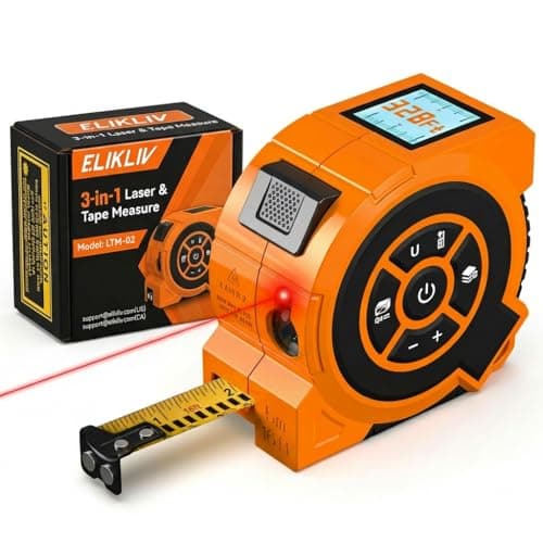 3-in-1 Digital Laser Tape Measure 328Ft Rechargeable Measuring Tool &16Ft Auto-Lock Tape Measure Movable Magnetic Hook with Area/Volume/Pythagorean, Ft/in/M/Ft+in for Construction;Woodworking;Home DIY