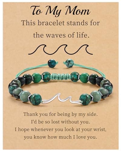 Sistble Mom Birthday Gifts, Valentine Gifts Mom Bracelet Gift from Daughters Son Jasper Bracelets Mother Birthday Gift Thanksgiving Natural Stone Braided Jewelry for Women - Image 1