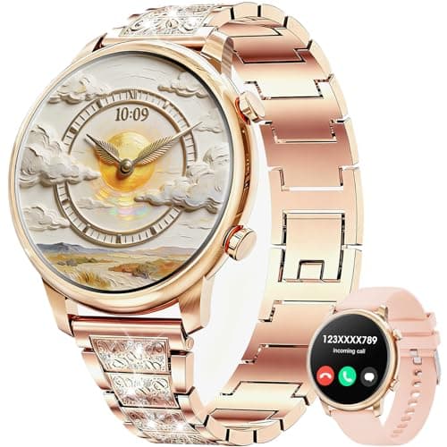 Hwagol Smart Watches for Women Android Phones iPhone Compatible(Bluetooth Call),1.39'' Round Fitness Tracker Heart Rate/SpO2/Sleep Monitor,100+Sport Modes Pedometer - Image 1