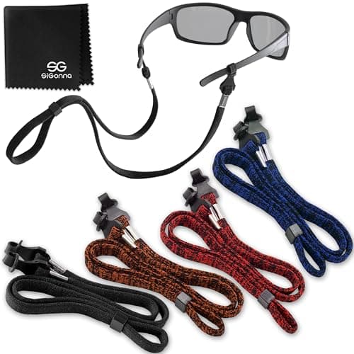 SIGONNA Eye Glasses String Holder Strap - Eyeglass Straps Cords for Men Women - Eyeglass Holders Around Neck - Sunglasses String Chain Lanyard Retainer - 4 Pcs Orange Blue - Image 1