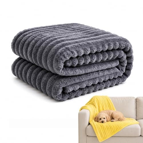 Emotional Support Blanket Yellow for Dogs Security Blanket, Calming Dog Blanket, Throw Rabbit Designed for Pets, Soft and Comfortable for Indoors Sofa (Dark Gray,70.1"x78.7")