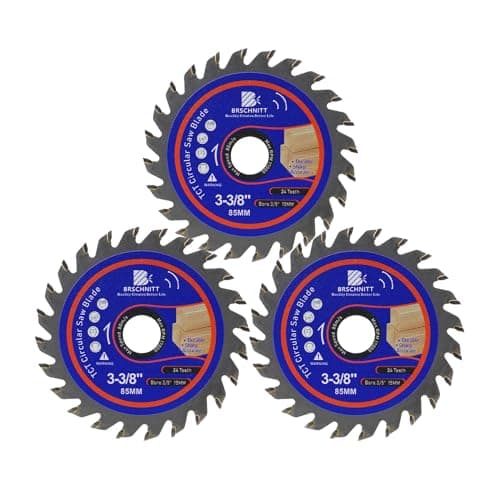 Carbide Tipped Teeth Compact Circular Saw Blade 24T 3 3/8"- BRSCHNITT 3pcs Wood Cutting Saw Blade for General Purpose Cutting & Trimming Wood, Plastic and Composite Materials Arbor:3/5"-3/8" - Image 1