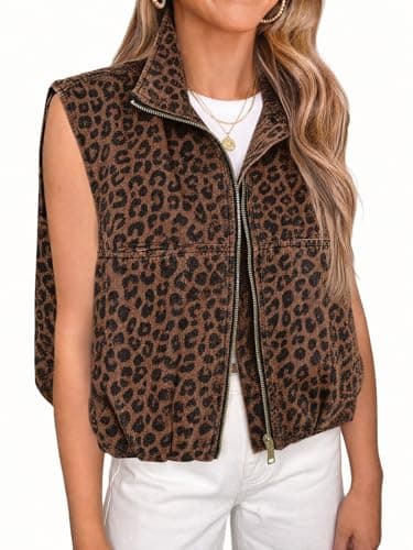 Tankaneo Womens Zip Up Denim Vests Oversized Ruched Hem Jean Tops Summer Trendy Casual Sleeveless Jackets - Image 1