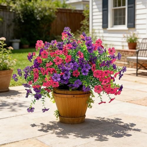 Senjie 12 Bundles Artificial Flowers Bulk for Outdoor Decor, UV Resistant Fake Plastic Flowers, Faux Flowers for Porch Patio Window Boxwood Garden - Image 1