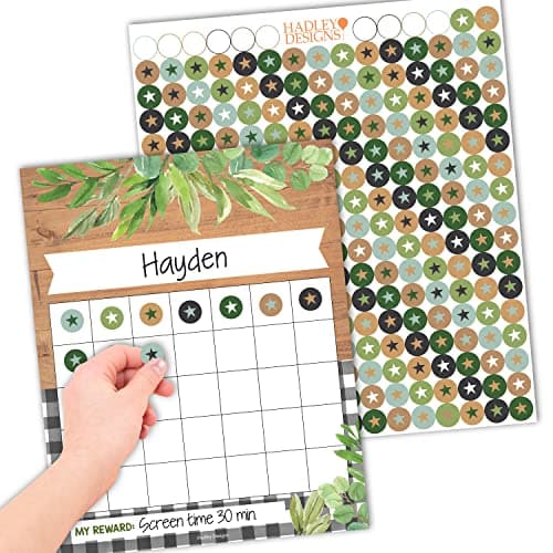 Sticker Chart for Kids Behavior at Home & Classroom - 25 Reward Chart for Kids Incentives, Gold Star Sticker Sheets, Farmhouse Incentive Charts for Classroom Must Haves - Image 1