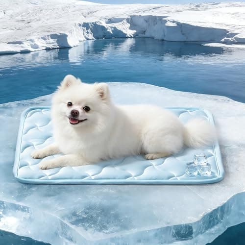 GASUR Cooling Mat for Dogs, Q-Max>0.5 Instant Temp Drop Dog Cooling Mats for Puppy & Cats, Cooling Pad for Dog - Indoor Outdoor Travel Use, Snag Resistant,Machine Washable & Anti-Slip, 20"X16" Blue