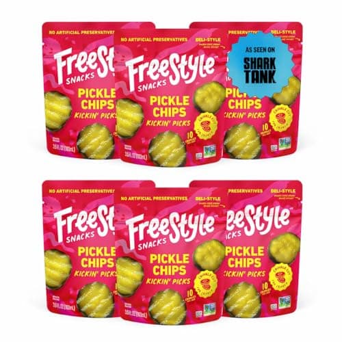 Freestyle Snacks Pickle Chip Snack Packs - Spicy Dill - All Natural, Fresh-Packed Deli-Style Pickles - Non-GMO, Kosher, Gluten-Free, Low Calorie Snacks - 3.5 Ounce (6 Pack) - Image 1