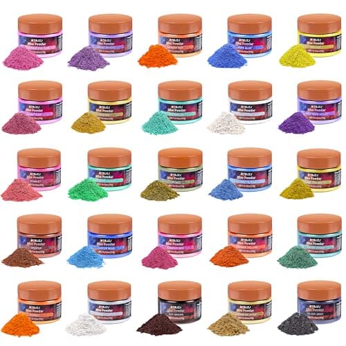 MTBJZJ Mica Powder for Resin, 25 Colors - 20g/Bottle Epoxy Resin Color Pigment, for Candle Dye, Lip Gloss Pigment, Soap Making, Slime Colorant, Paint, Bath Bombs, Nail Polish and Eye Shadow - Image 1