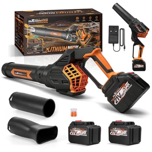 maXpeedingrods Leaf Blower Cordless, 650CFM Electric Leaf Blower with 2 x 4.5Ah Batteries & Fast Charger, 180° Deformation Blower, Lightweight Leaf Blower for Lawn Care, Garden, Patio & Outdoor Clean - Image 1