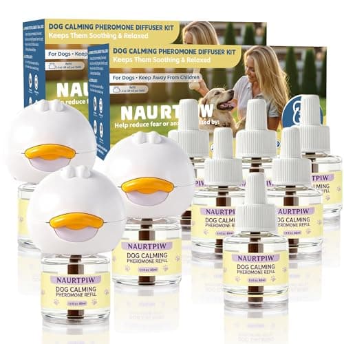 NAURTPIW Dog Calming Diffuser – 3 Plug-in + 6 Refills, 180-Day Stress Relief, Dual-Pheromone Formula for Anxiety, Barking, Chewing & Indoor Peeing, Advanced Dog Calming Pheromones Diffuser Kit