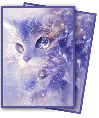 MTG Card Sleeves, Ultra Clear Front & Matte Finish Back, 100 Count Standard Size Matte Art Sleeve for Magic The Gathering (Blue cat) - Image 1