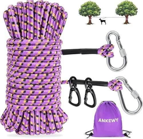Dog Tie Out Cable for Camping 100ft, Dog Runner for Yard Hold up to 350lbs, Portable Camping Essentials for Outside - Image 1