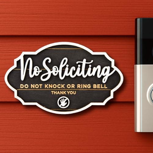 Woodamore No Soliciting Sign For House Door - Do Not Knock Or Ring Doorbell Sign For Front Door Hanging, Funny No Soliciting Signs For Home, No Solicitors Signs For Office - Image 1