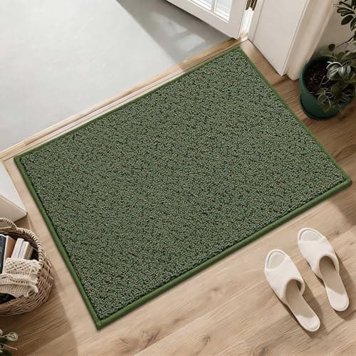 COSY HOMEER Door Mat 17" x 30" Non Slip Absorbent Entryway Rugs Dirt Trapper Doormats Washable Entrance Mats Low Pile Welcome Floor Mat for Front Back Door and Entry Mats,Green(Roll Packing) - Image 1