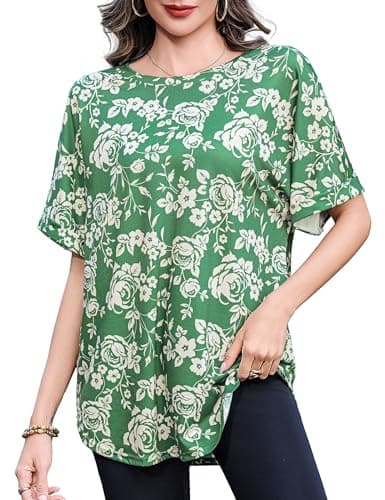 Totatuit Casual Oversized T Shirts for Women Summer Graphic Tees Crewneck Drop Shoulder Tunic Tops Loose Fit Blouses Covering Hips St Patricks Day Shirts - Image 1