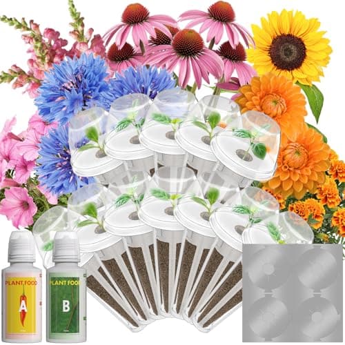 Flower Seed Pods for AeroGarden, Ahopegarden, iDOO MUFGA Hydroponics Growing System Indoor Gardening, 400+ Seeds, Dwarf Sunflower Bambino, French Marigold, Dahlia, Dwarf Petunia(12-Pods) - Image 1