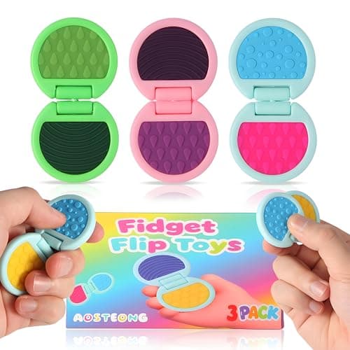Fidget Toys Adults, Sensory Toys for Kids with Autism, Anxiety Relief Items for ADHD Stress Relief, Texture Worry Stone for Teens & Flip Slider - Treasure Box Toys for Classroom (3pcs) - Image 1