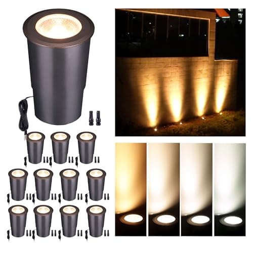 Varmtalys Outdoor Well Lights Low Voltage - 12V LED Inground Fixture, Bright 5 Colors Ground Landscape Lighting, Wired ORB Aluminum for Sideway Pathway Patio 9W 700LM 12 Pack - Image 1