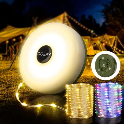 OGERY Camping String Lights, 4 in 1 Quick Storage 32.8FT Rechargeable Tent Lights String with 8 Lighting Modes, Hanging Waterproof Portable LED Lamp for Outdoor Patio Awning Garden Camping Essentials - Image 1