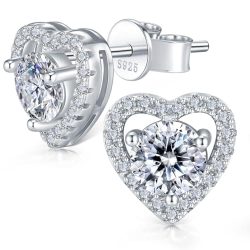 JACUPO Heart Moissanite Earrings Brilliant Jewelry for Women S925 Sterling Silver for Mother Love Friend Mother’s Day Birthday Gift for Her (0.5CT) - Image 1