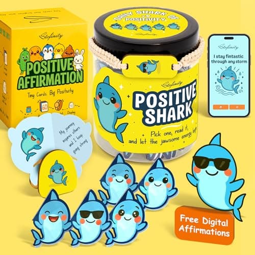 Stofinity Emotional Support Shark Gifts For Women - Positive Affirmations Cards For Women Coworker Friend, Unique Inspirational Gifts For Men Birthday, Cute Encouragement Cards For Office Desk Decor - Image 1