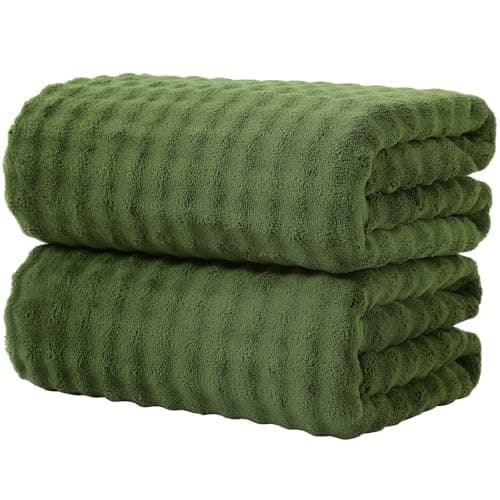 KBY Bath Towels Set of 2, Extra Large Bath Sheets 40X80 Inches,Quick Dry, Ultra Soft,Durable & Super Absorbent Oversized Bathroom Towel Sets for Adults, Gym, Spa, Pool & Hotel (Olive Green) - Image 1